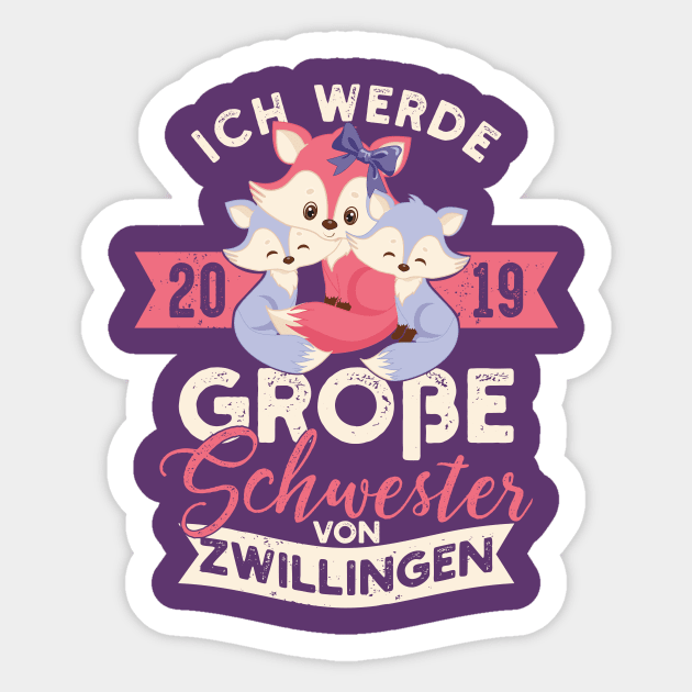 Große Schwester 2019 Baby Füchse Niedlich Süß Geschwister Zwillinge Twins Sticker by CheesyB